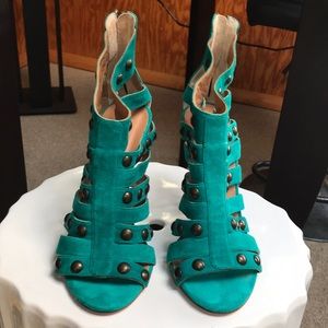 LATTITUDE FEMME Sz 9.5  summer turquoise heels
